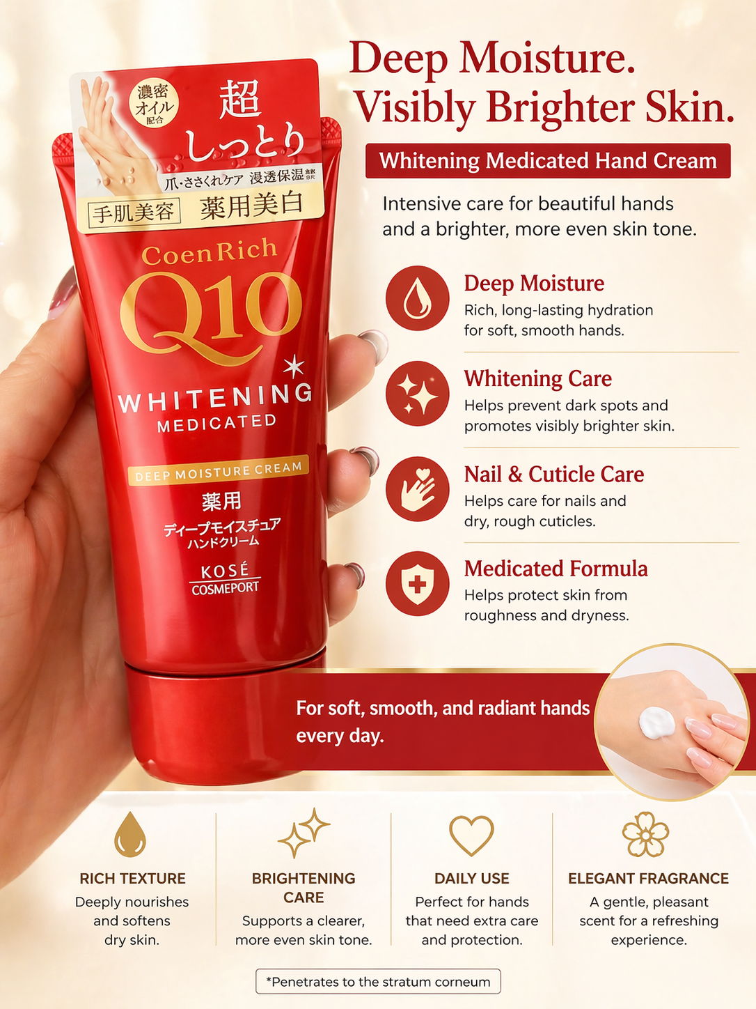 Kose CoenRich Q10 Creme Hidratante Medicado Clareador 80g