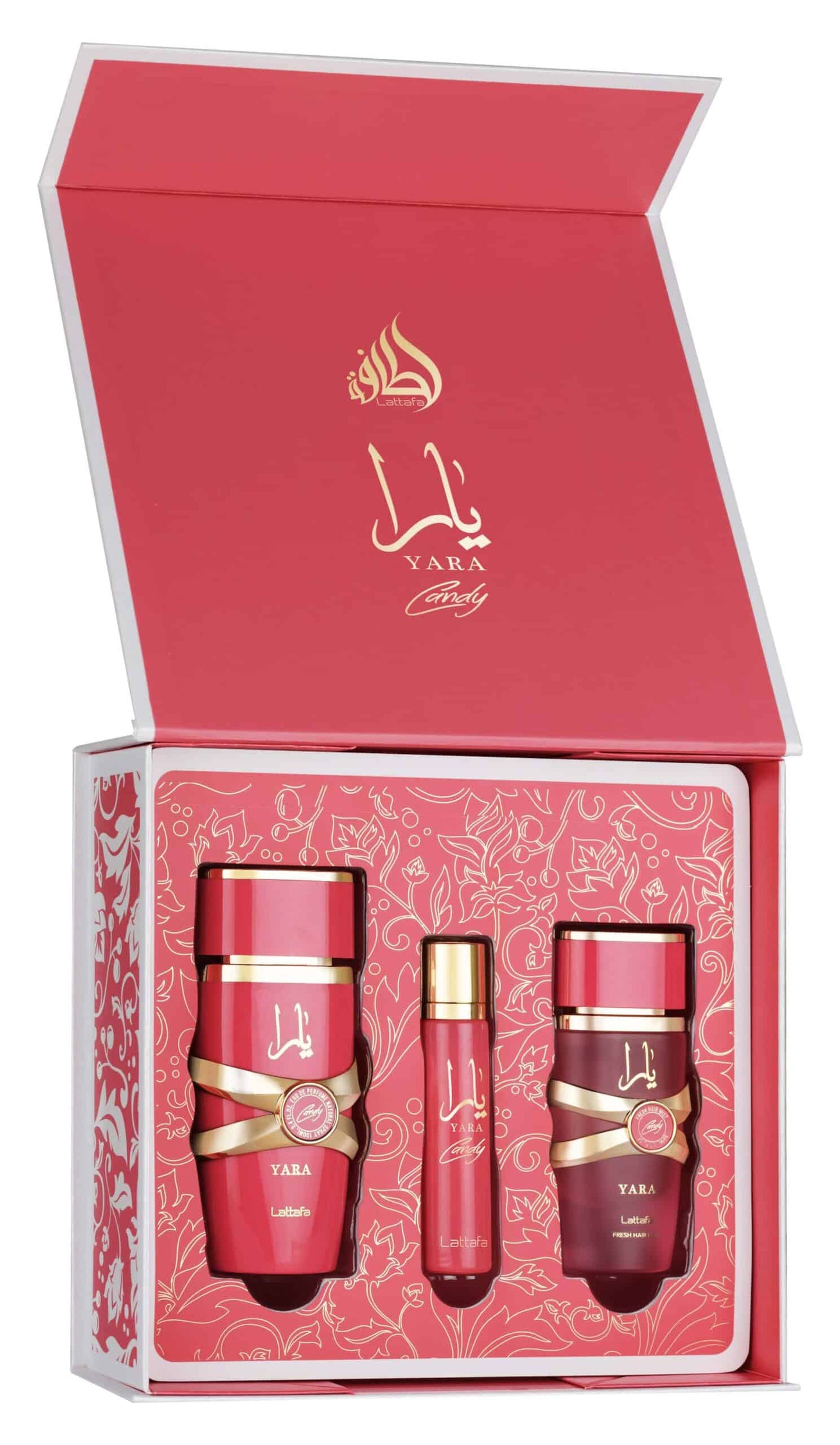 Conjunto de Presentes Lattafa – Yara Candy 100ml + 12ml + Névoa Capilar